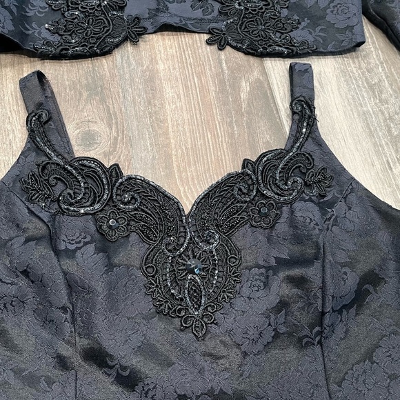 scott mcclintock Brocade Jeweled Beaded -2 Piece Dress & Bolero Jacket Vintage - Picture 4 of 16